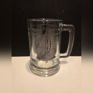 Sailboat Super Stein w/ 3-D Pewter Sailbiat Emblem Heritage Pewter 15 Oz